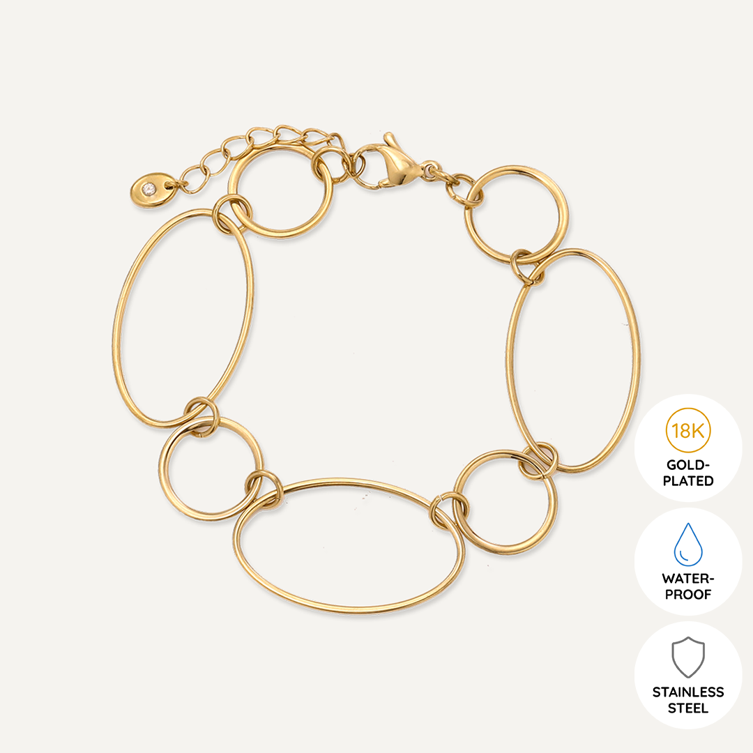 Vibes | Oval Link Harmony Clasp Bracelet | 18K Gold-Plated