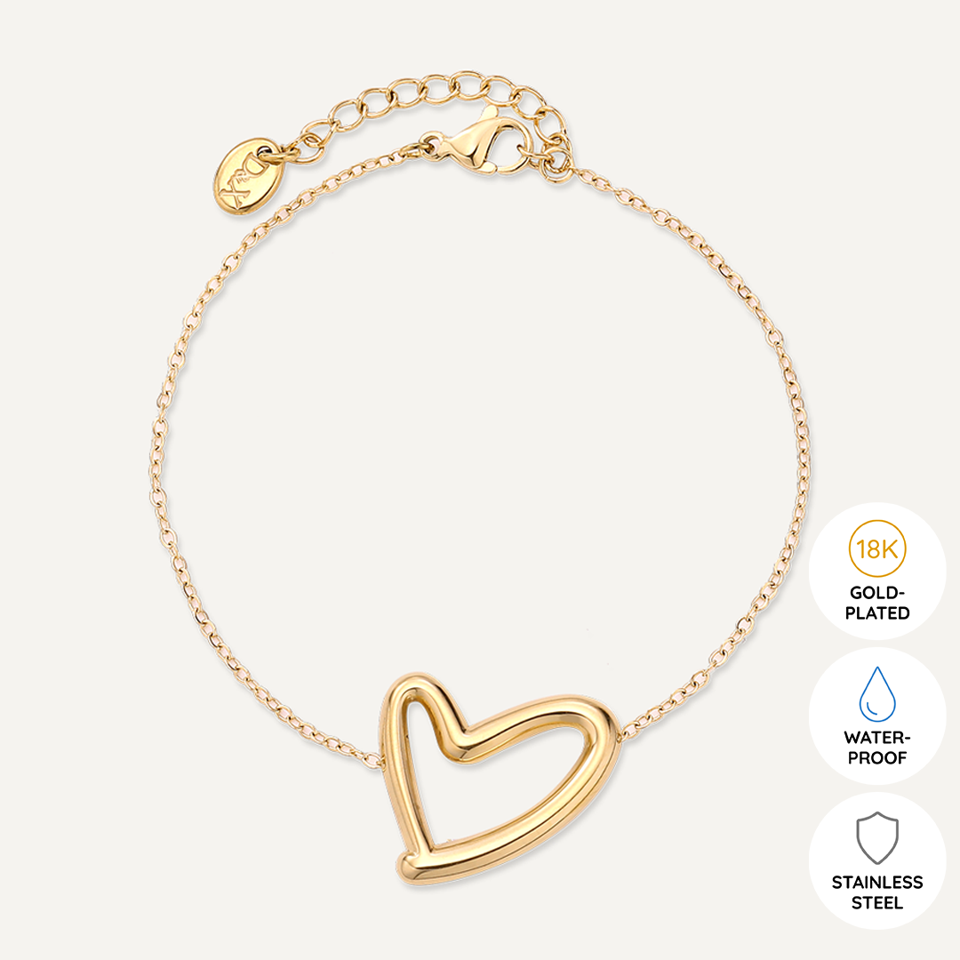 Vibes | Abstract Heart Clasp Bracelet | 18K Gold-Plated