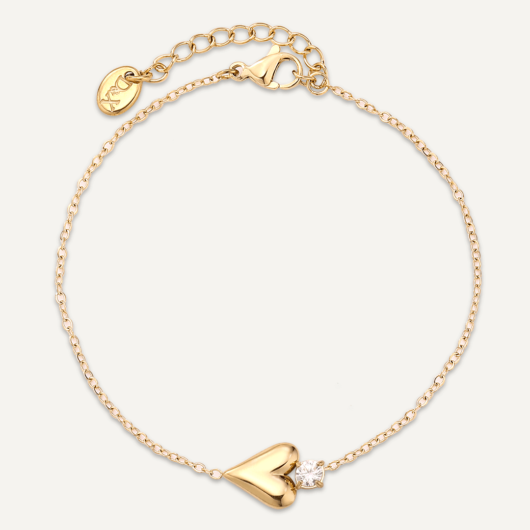 Vibes | Heart Charm Delight Clasp Bracelet | 18K Gold-Plated