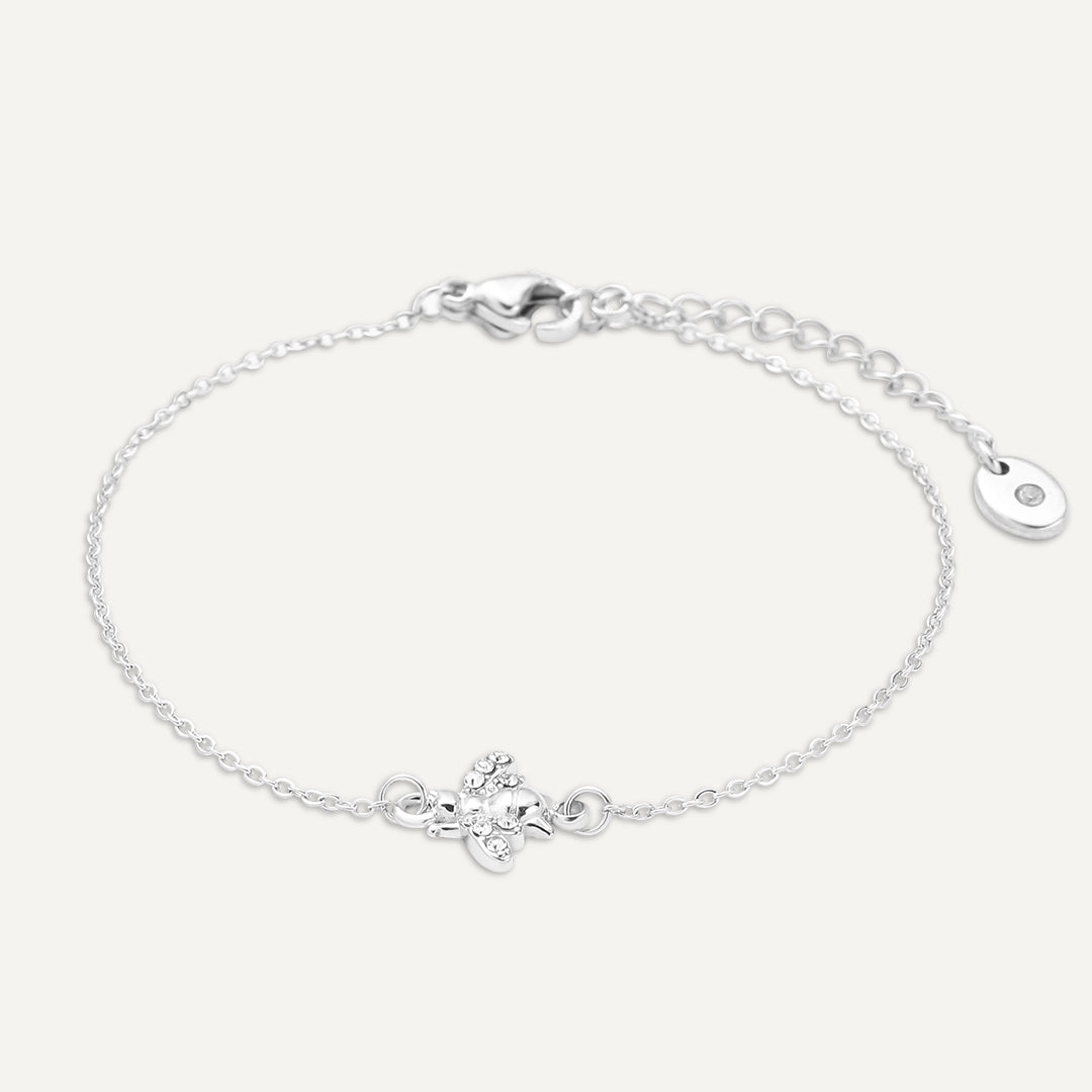Vibes | Sparkling Bee Clasp Bracelet | White Gold-Plated