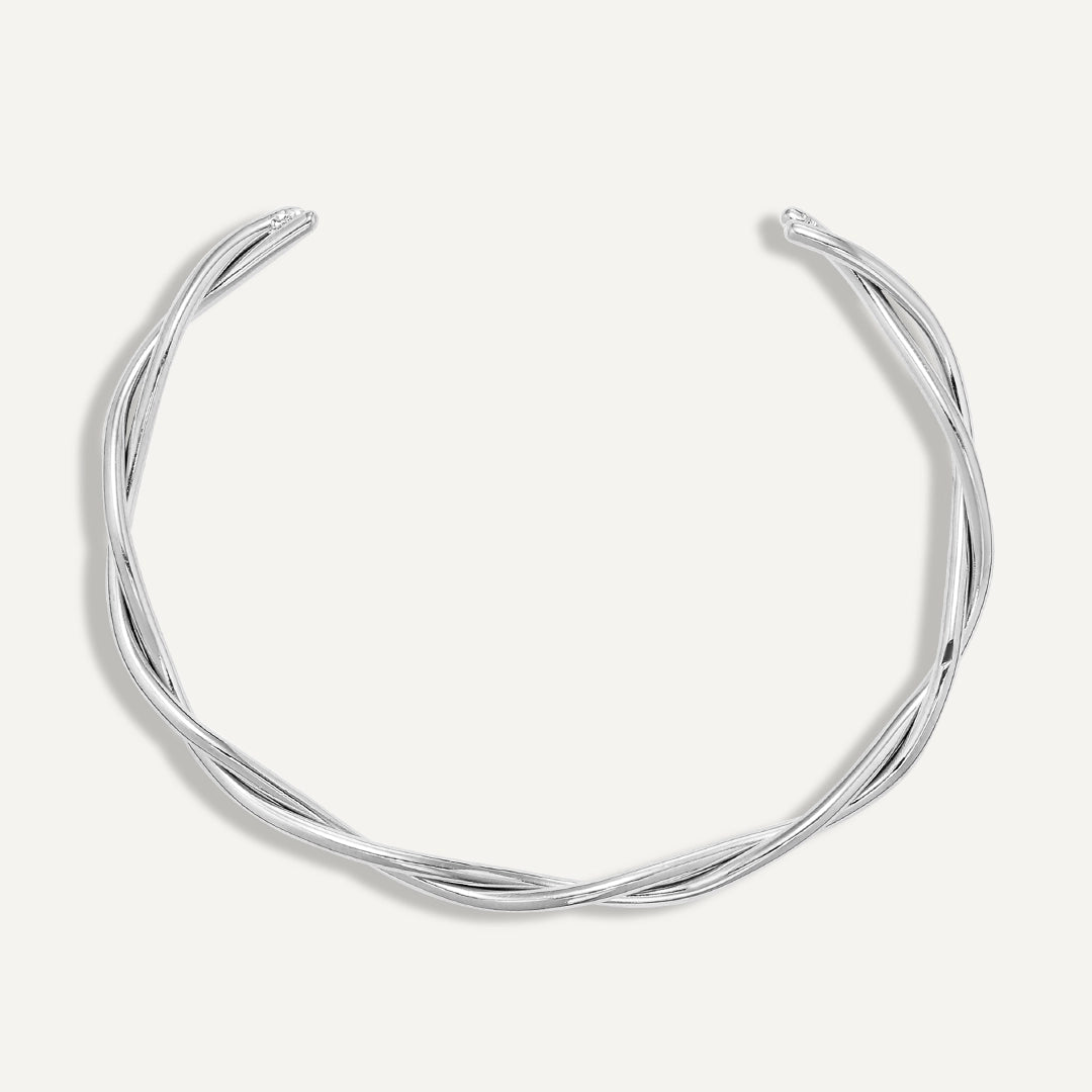 Vibes | Twist Flow Open Bracelet | White Gold-Plated