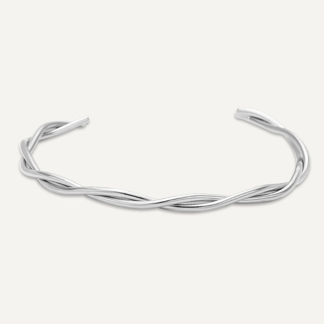 Vibes | Twist Flow Open Bracelet | White Gold-Plated