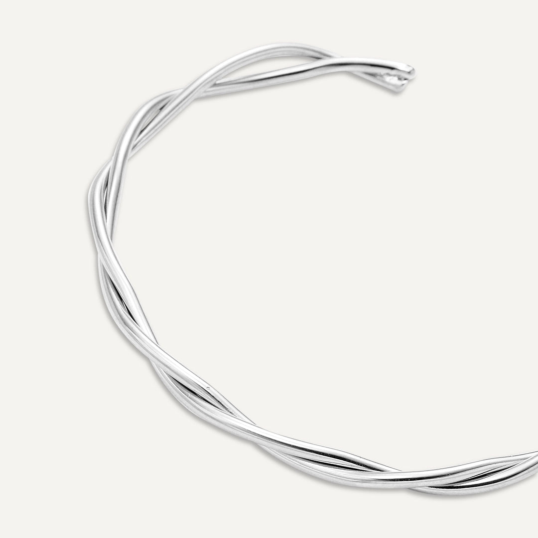Vibes | Twist Flow Open Bracelet | White Gold-Plated
