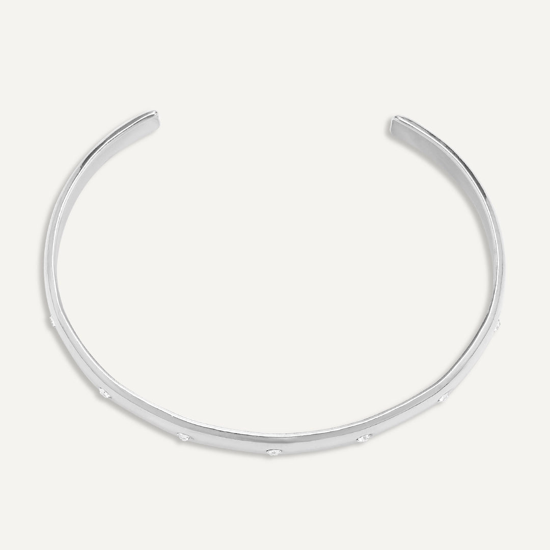 Vibes | Sparkle Dot Open Bracelet | White Gold-Plated