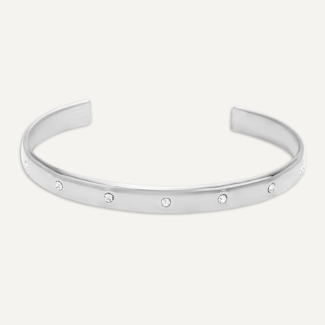 Vibes | Sparkle Dot Open Bracelet | White Gold-Plated