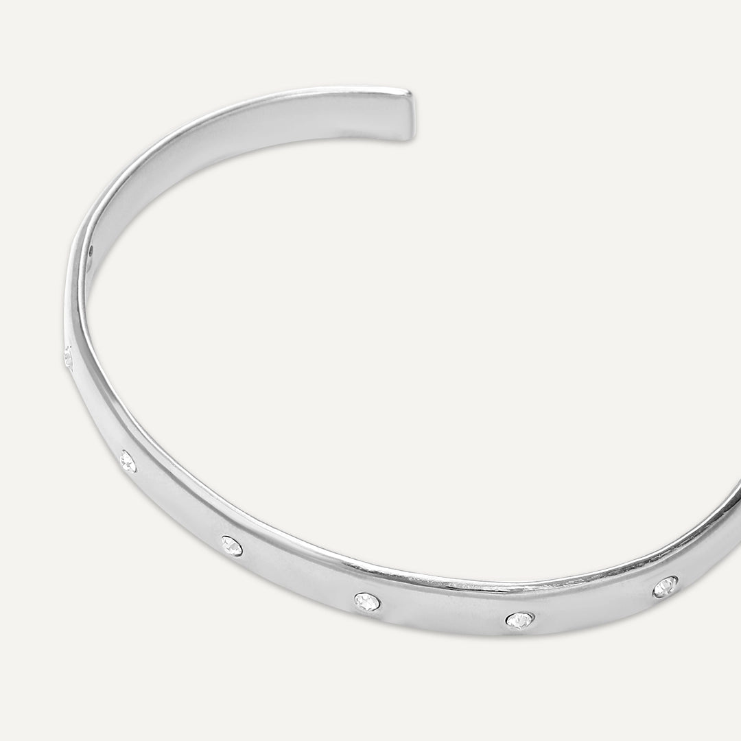 Vibes | Sparkle Dot Open Bracelet | White Gold-Plated
