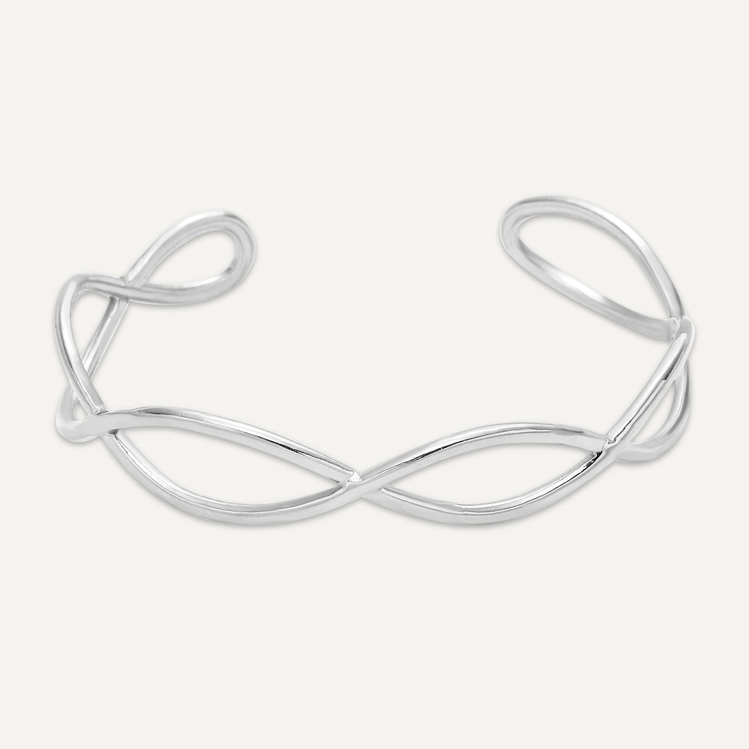 Vibes | Infinity Twist Open Bracelet | White Gold-Plated
