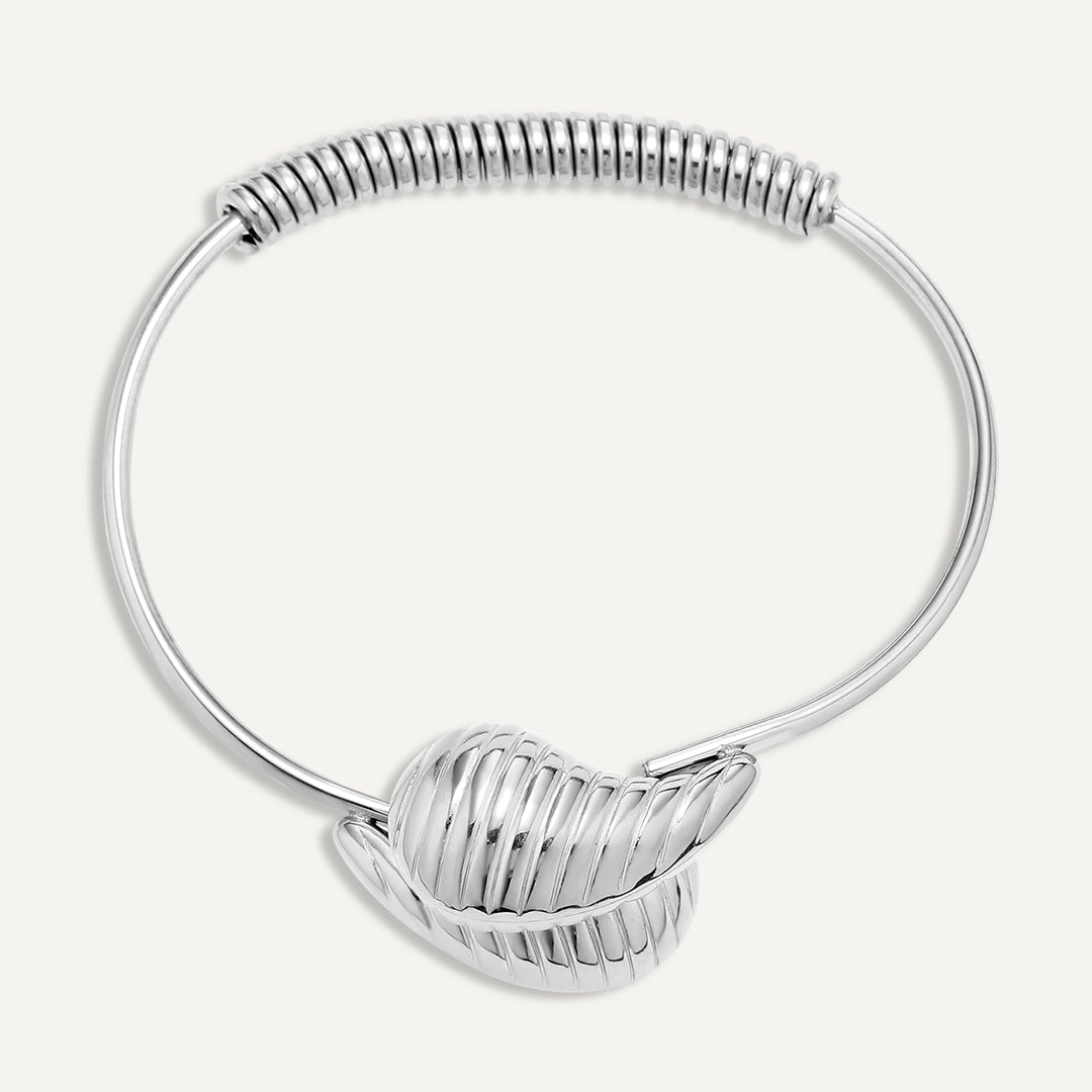 Vibes | Bold Shell Open Bracelet | White Gold-Plated