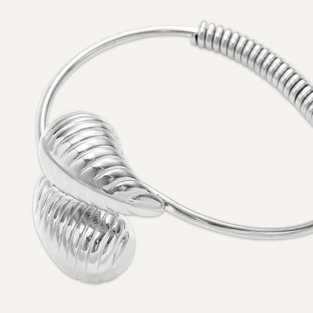 Vibes | Bold Shell Open Bracelet | White Gold-Plated