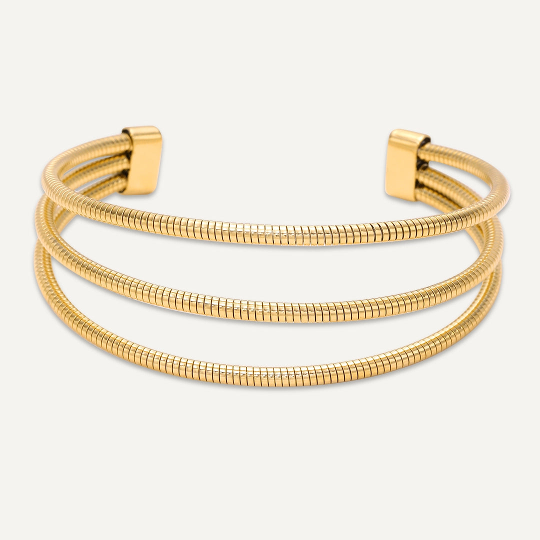 Vibes | Triple Coil Open Bracelet | 18K Gold-Plated