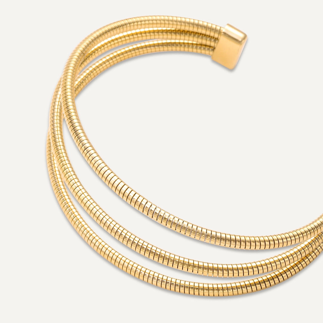 Vibes | Triple Coil Open Bracelet | 18K Gold-Plated