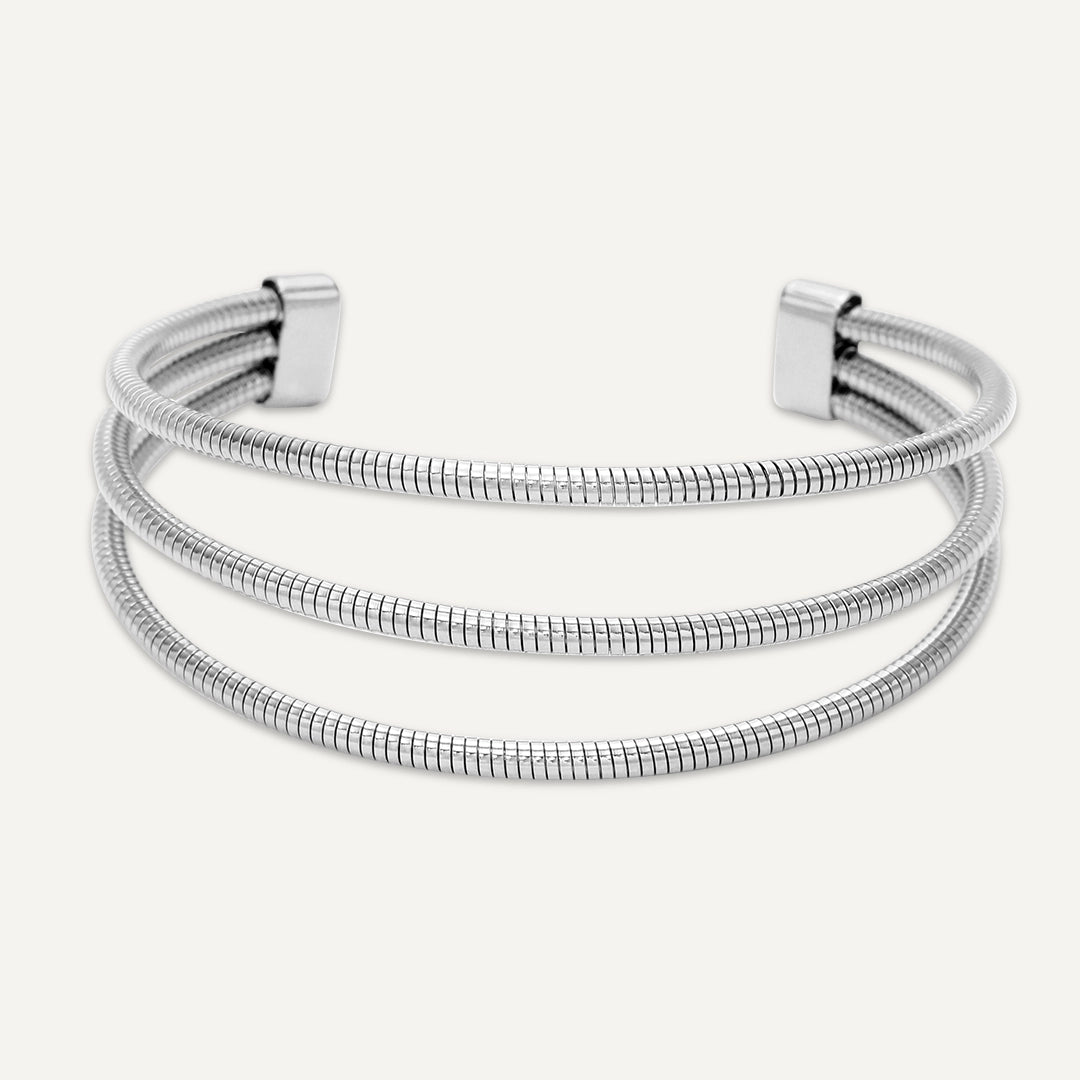 Vibes | Triple Coil Open Bracelet | White Gold-Plated