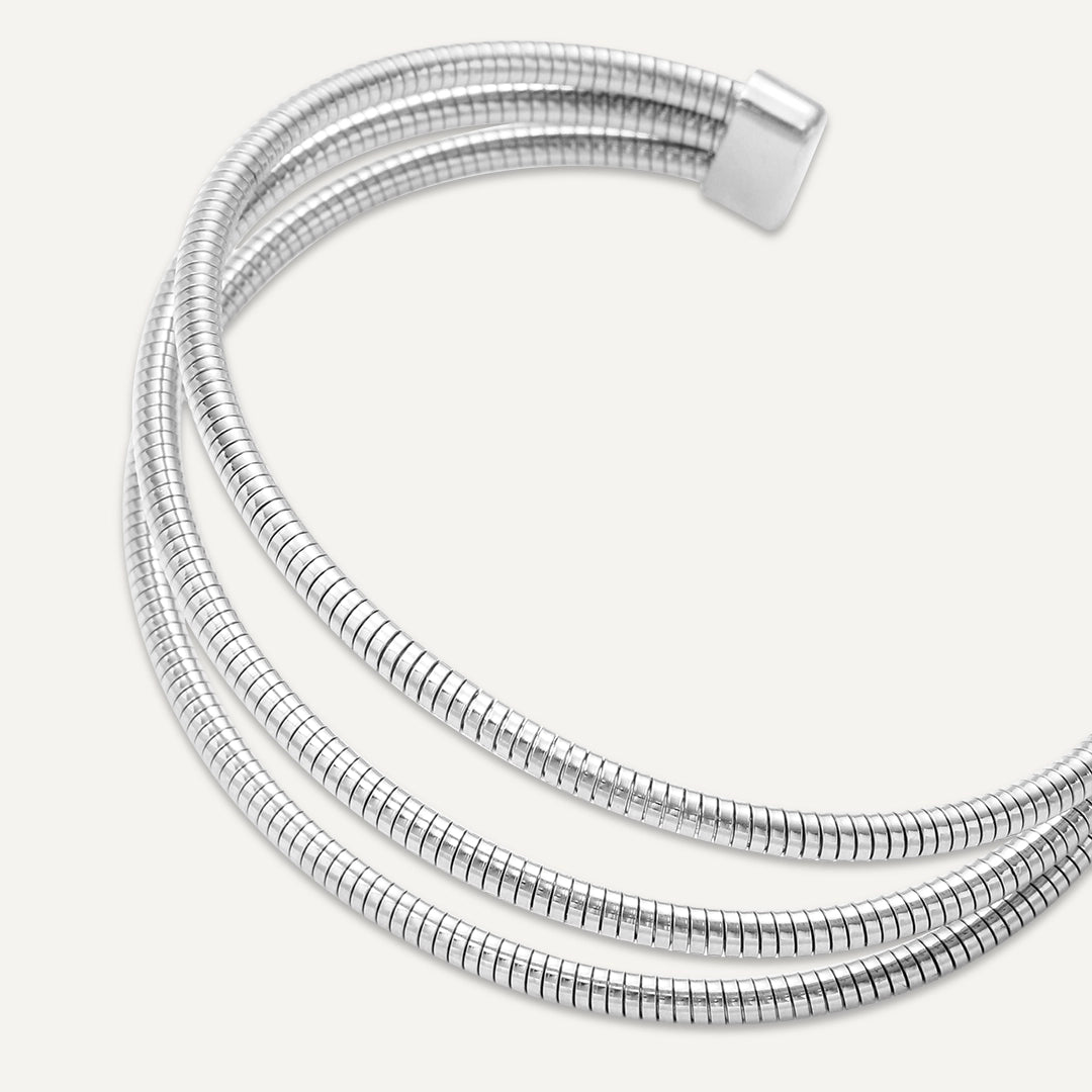 Vibes | Triple Coil Open Bracelet | White Gold-Plated
