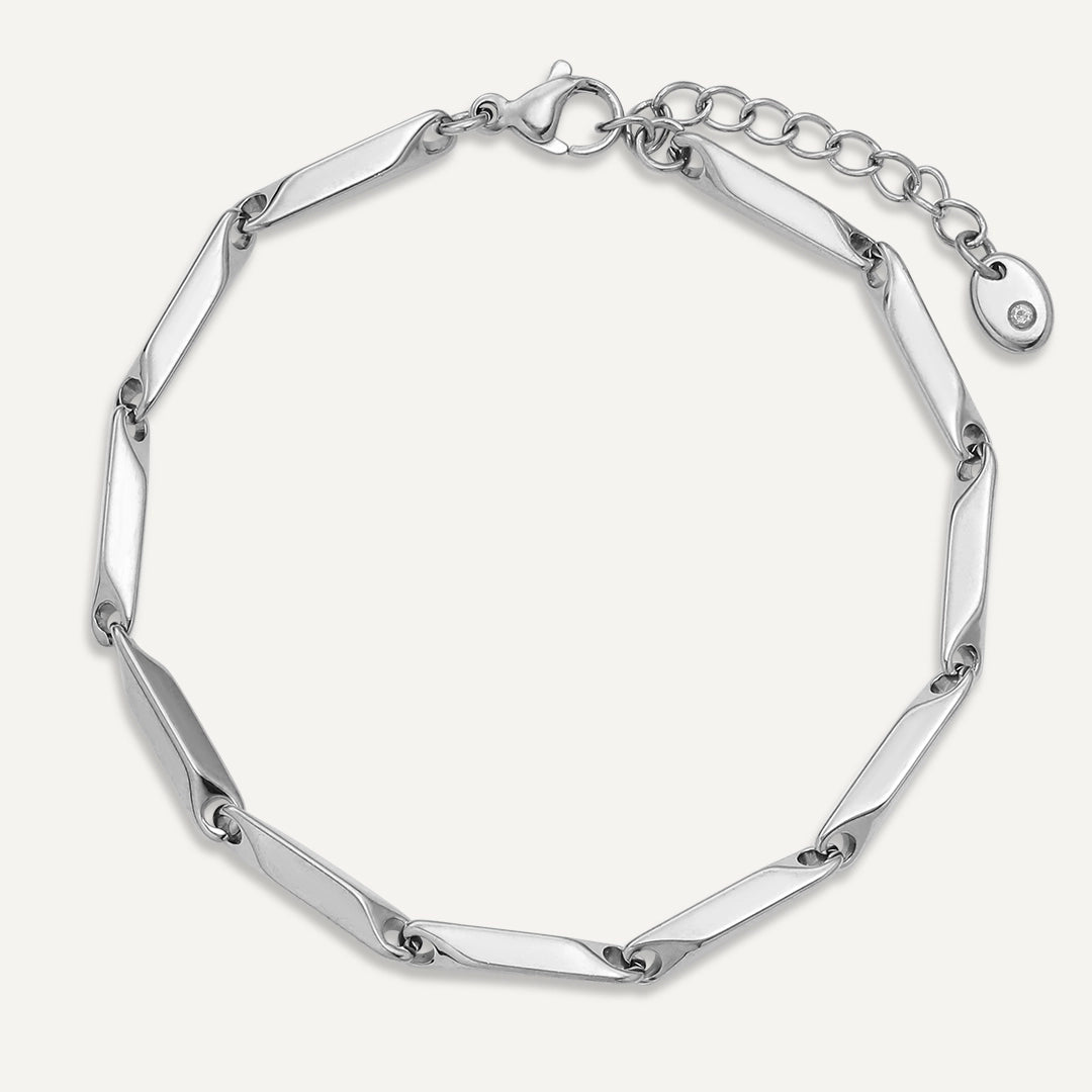 Vibes | Sleek Twist Link Bracelet | White Gold-Plated
