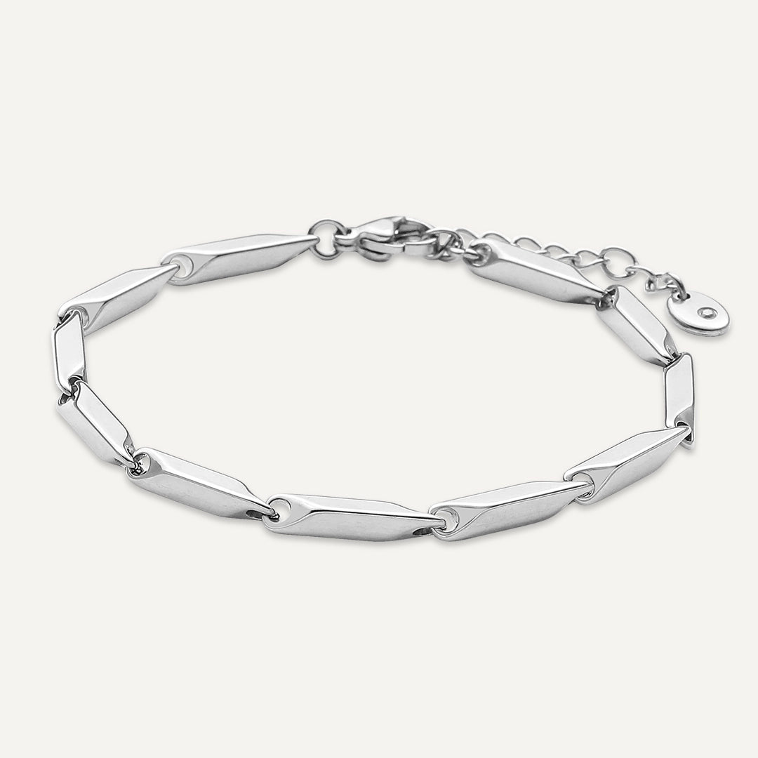 Vibes | Sleek Twist Link Bracelet | White Gold-Plated