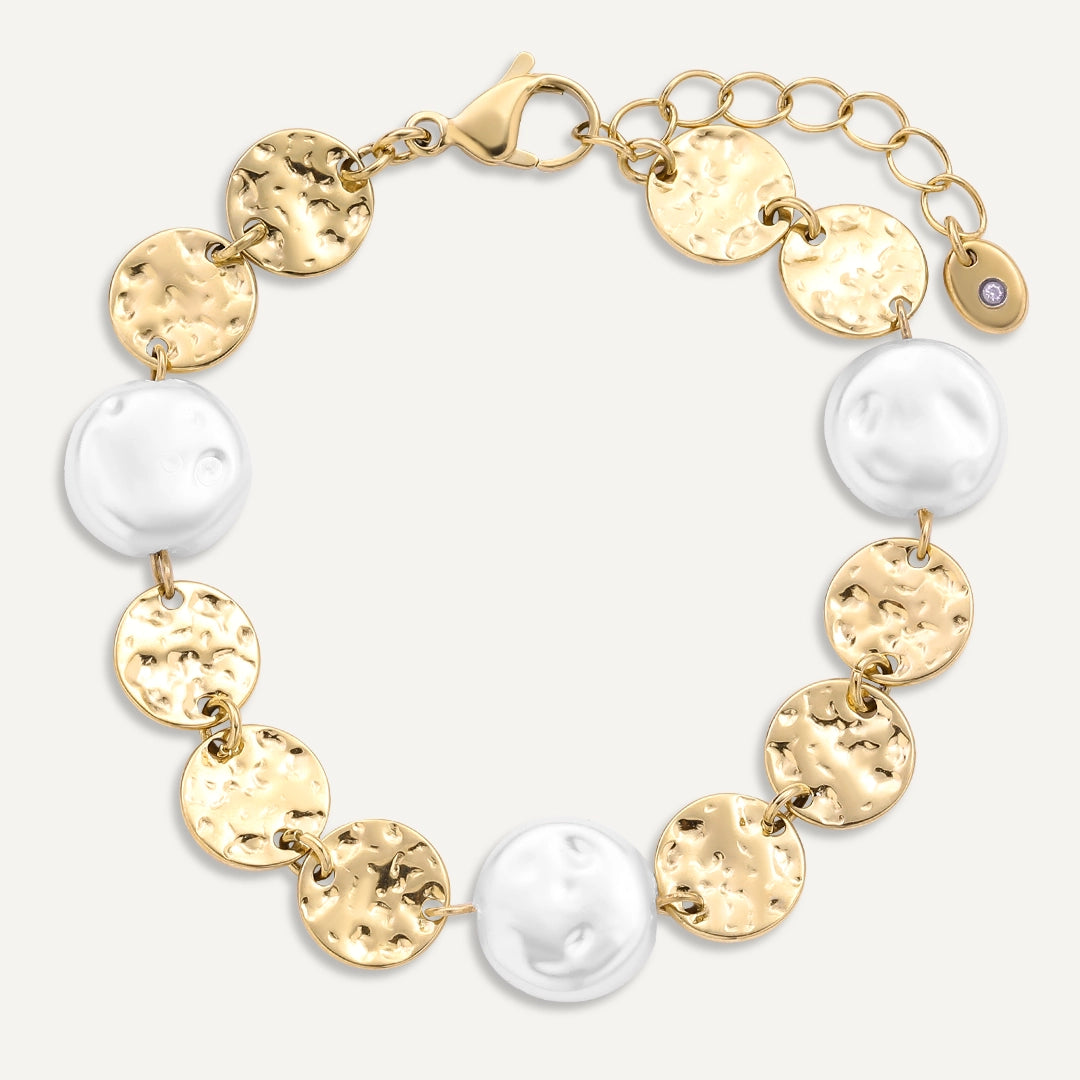Vibes | Lunar Textures Pearl Bracelet | 18K Gold-Plated