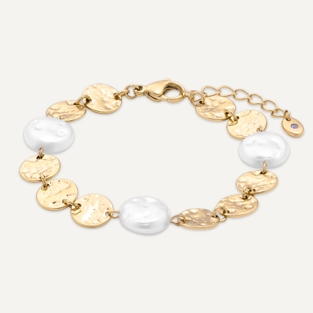 Vibes | Lunar Textures Pearl Bracelet | 18K Gold-Plated