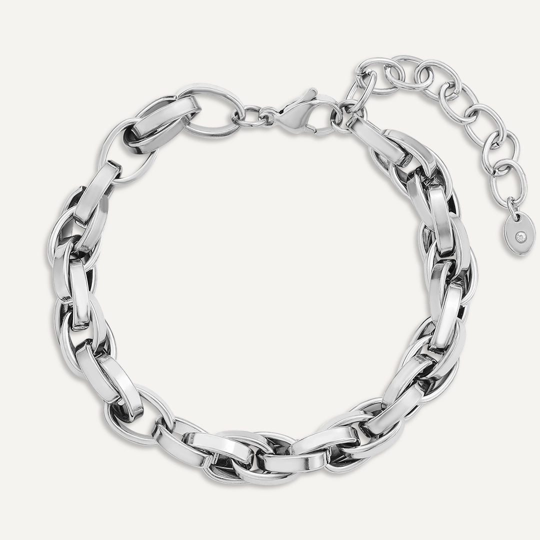 Vibes | Luxe Woven Chain Bracelet | White Gold-Plated