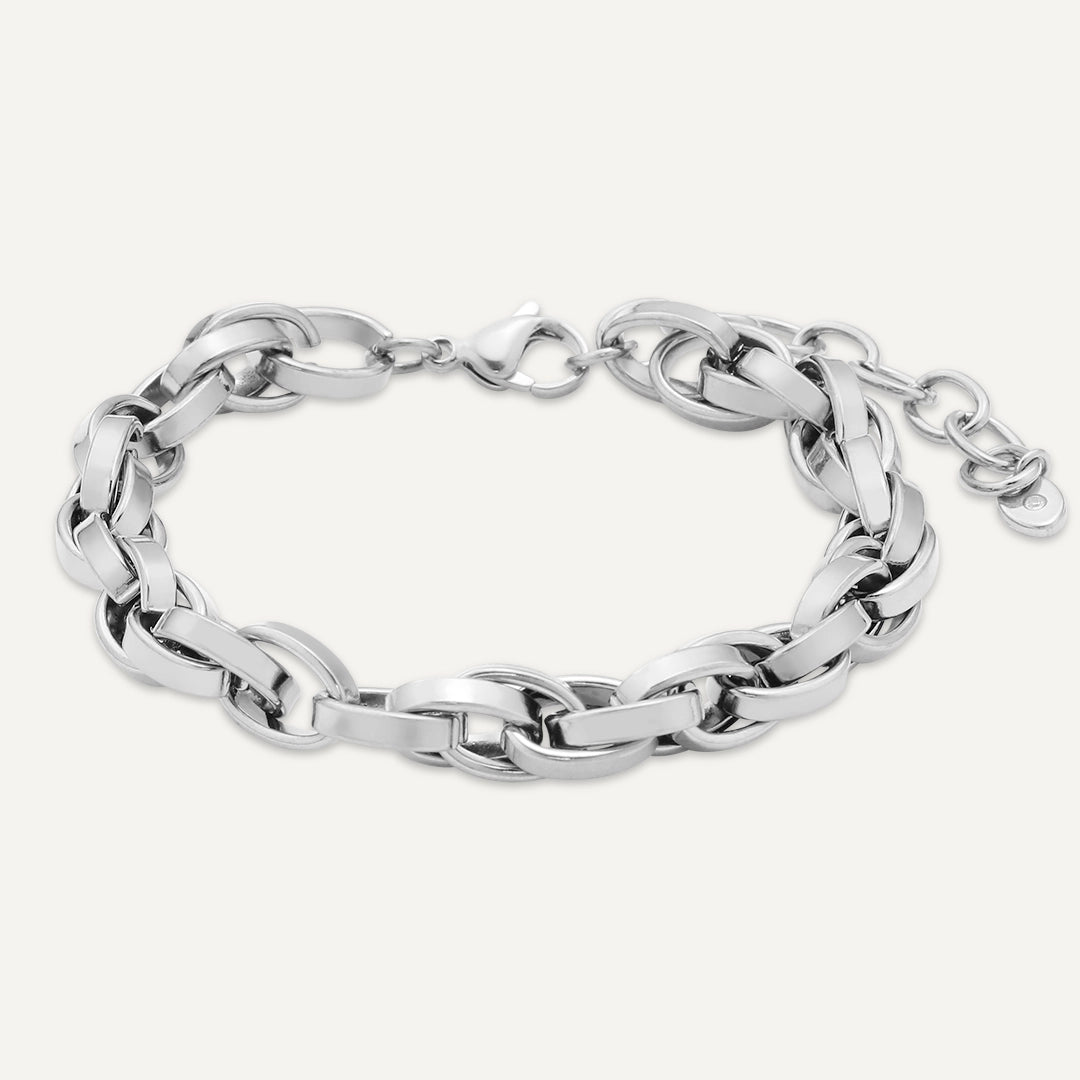Vibes | Luxe Woven Chain Bracelet | White Gold-Plated
