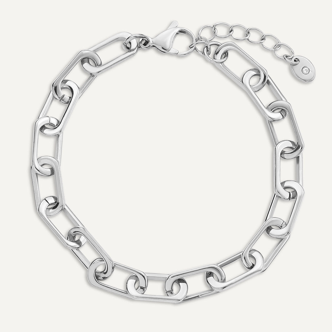 Vibes | Paperclip Edge Bracelet | White Gold-Plated