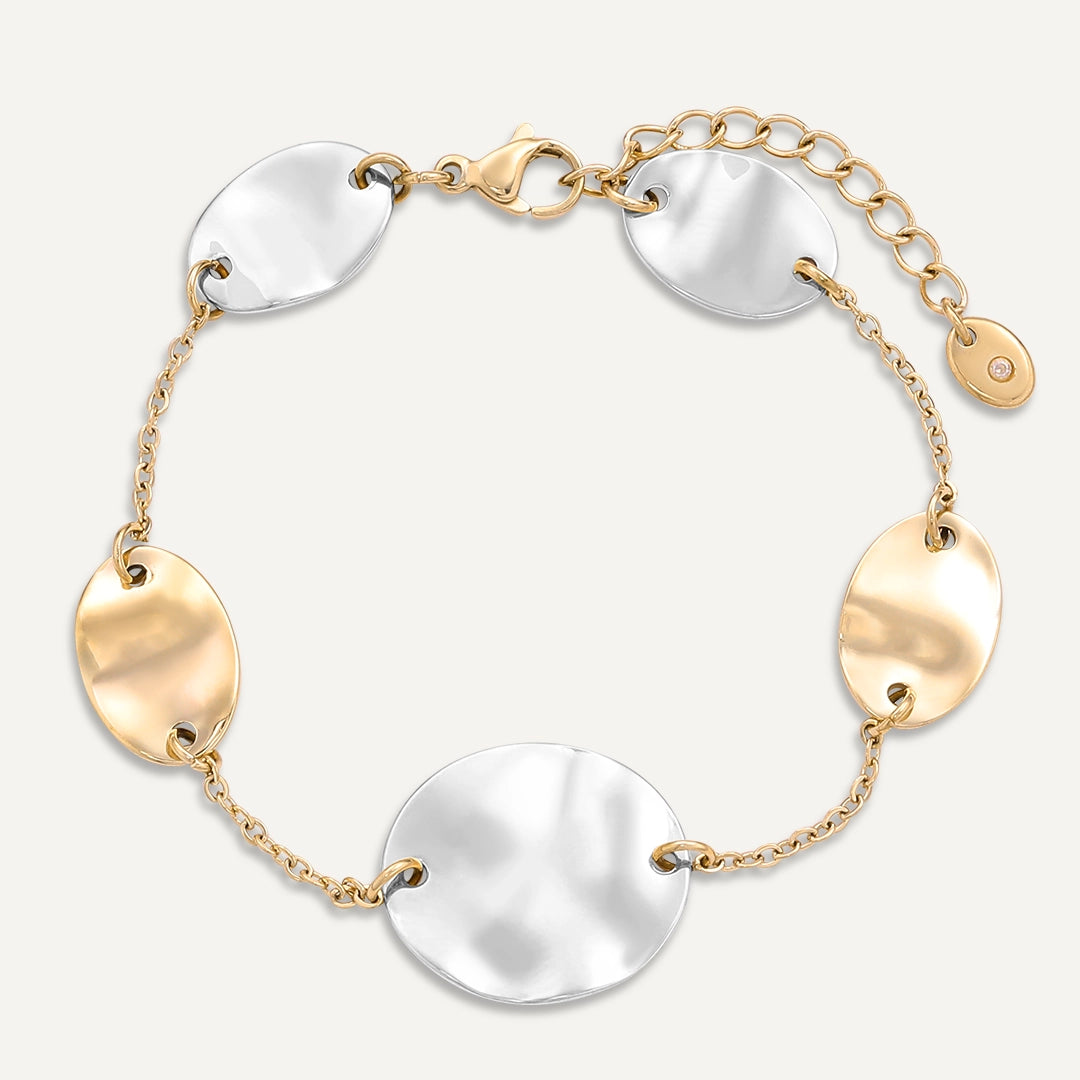 Vibes | Ripple Disc Bracelet | 18K Gold & White Gold-Plated