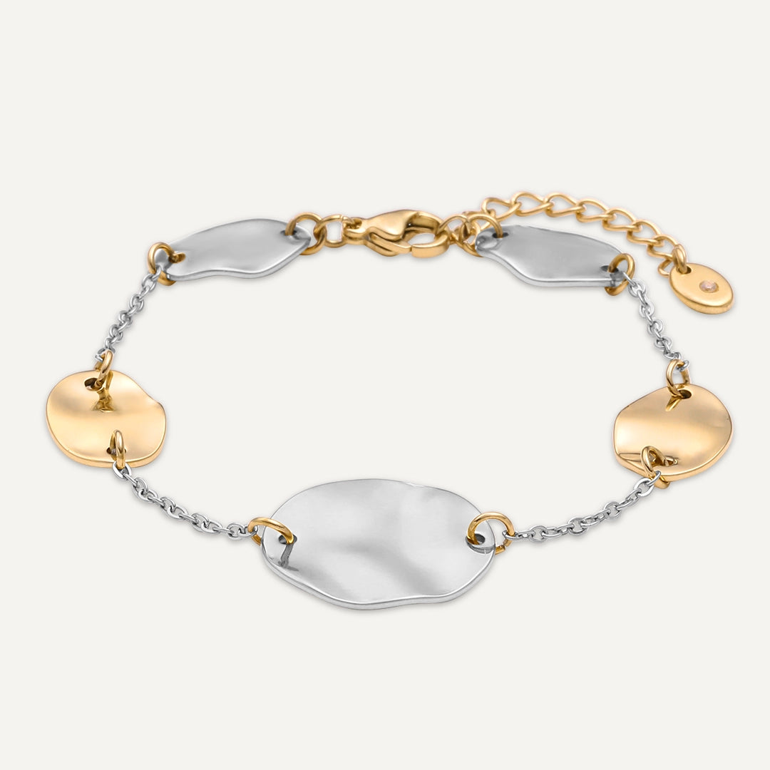 Vibes | Ripple Disc Bracelet | 18K Gold & White Gold-Plated
