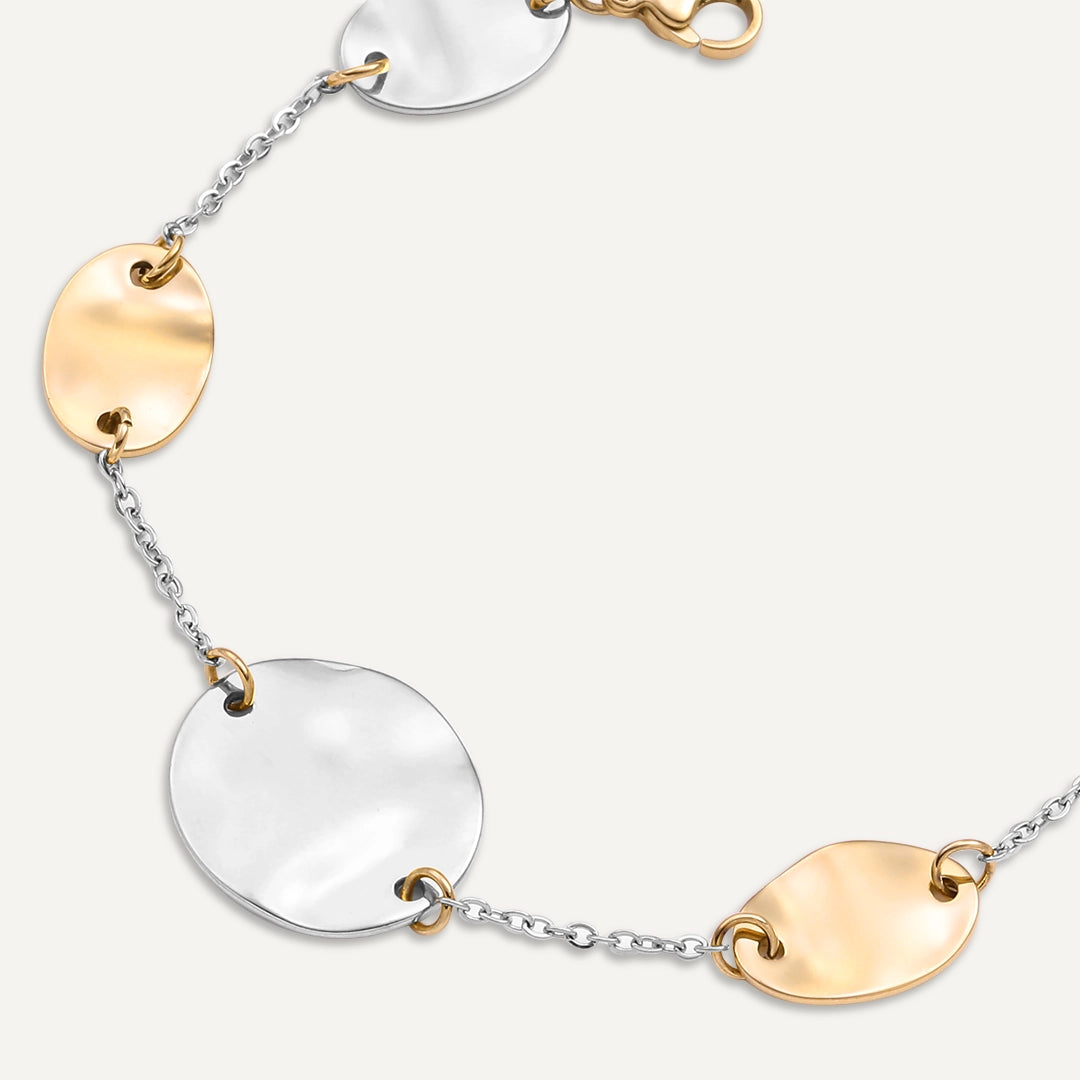 Vibes | Ripple Disc Bracelet | 18K Gold & White Gold-Plated