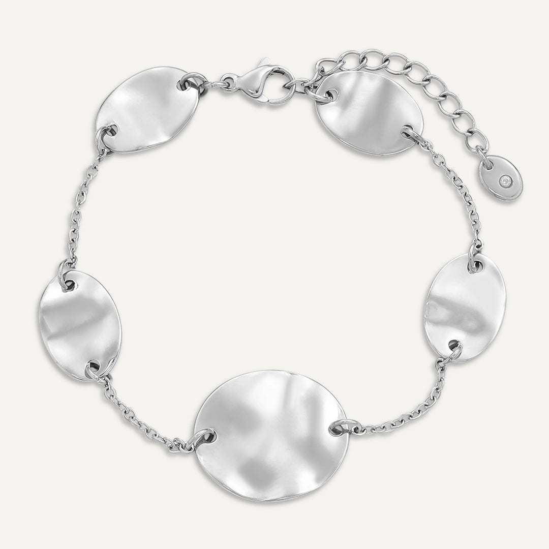 Vibes | Ripple Disc Bracelet | White Gold-Plated
