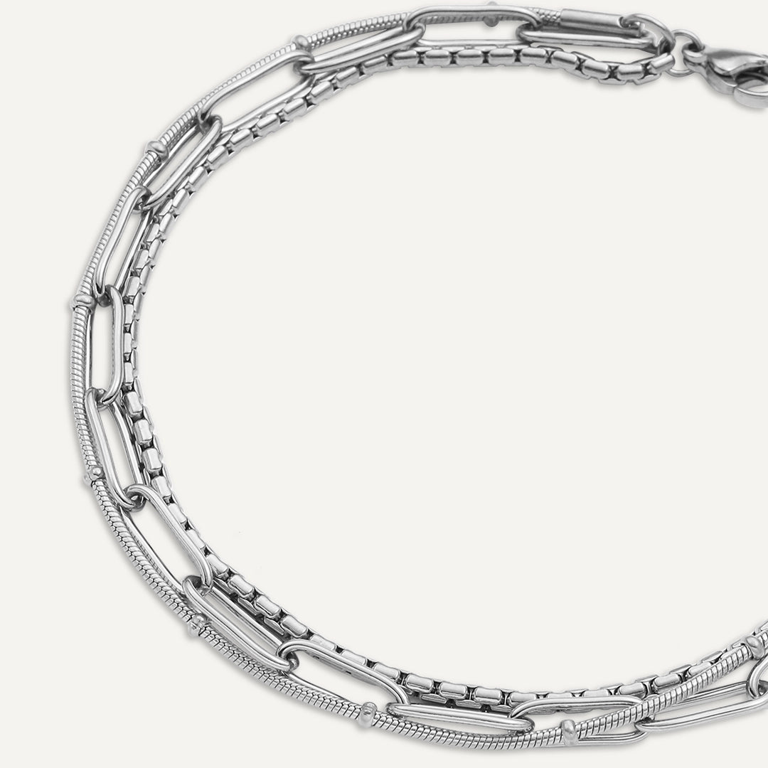 Vibes | Stacked Rhythm Bracelet | White Gold-Plated