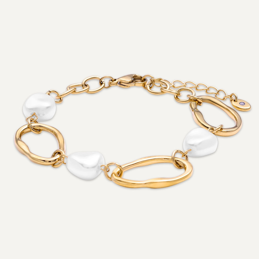 Vibes | Wavy Pearl Flow Bracelet | 18K Gold-Plated