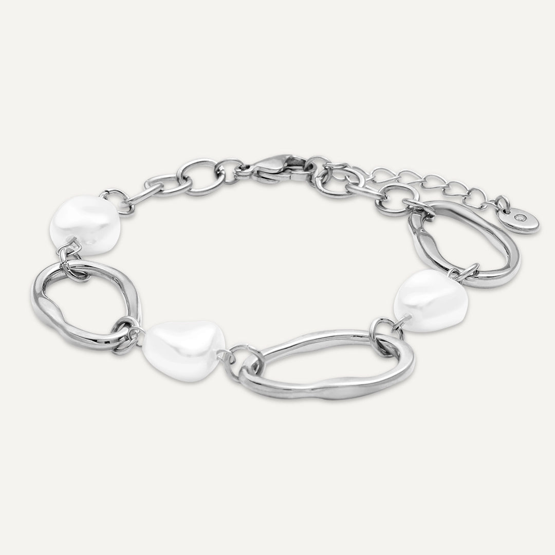 Vibes | Wavy Pearl Flow Bracelet | White Gold-Plated