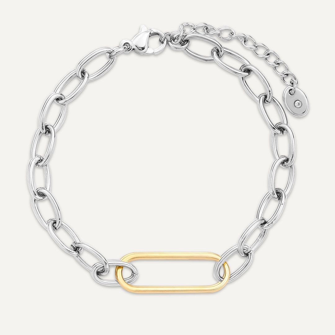 Vibes | Bold Link Beat Bracelet | 18K Gold & White Gold-Plated