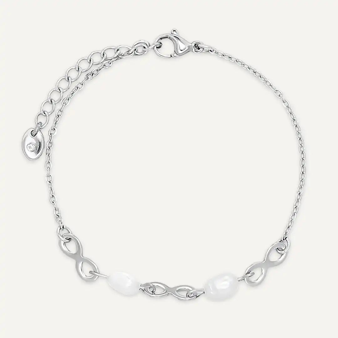 Vibes | Infinity Pearl Link Bracelet | White Gold-Plated