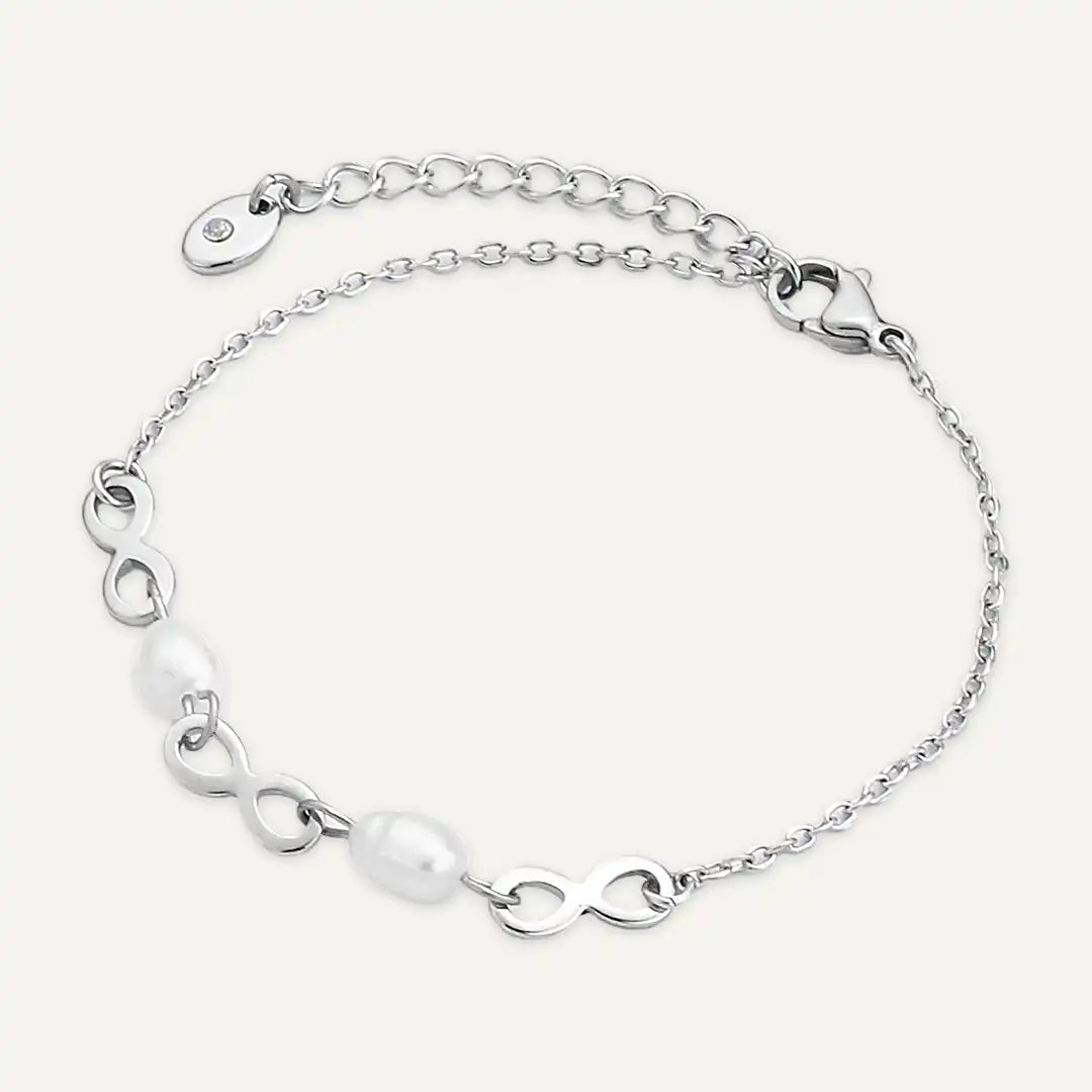 Vibes | Infinity Pearl Link Bracelet | White Gold-Plated