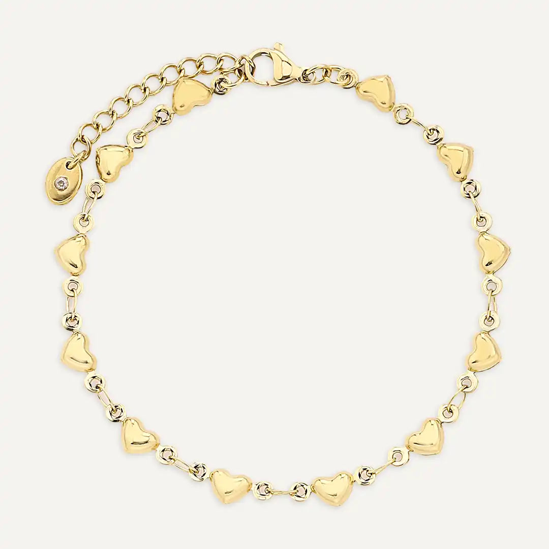 Vibes | Heart Link Bracelet | 18K Gold-Plated