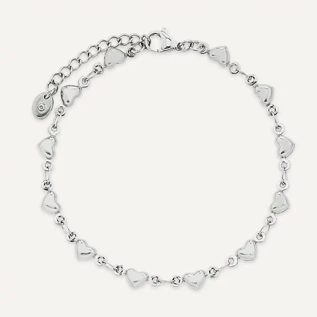 Vibes | Heart Link Bracelet | White Gold-Plated