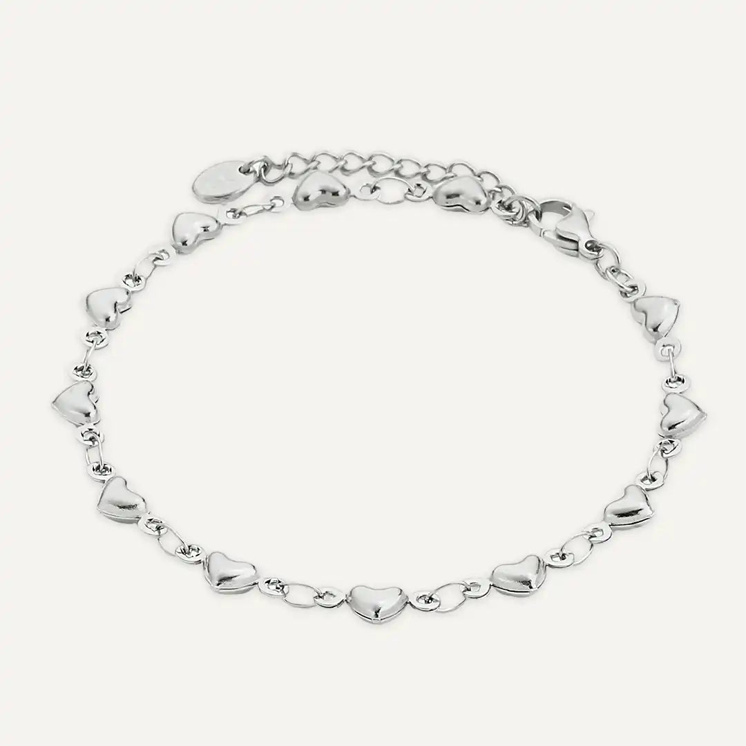 Vibes | Heart Link Bracelet | White Gold-Plated