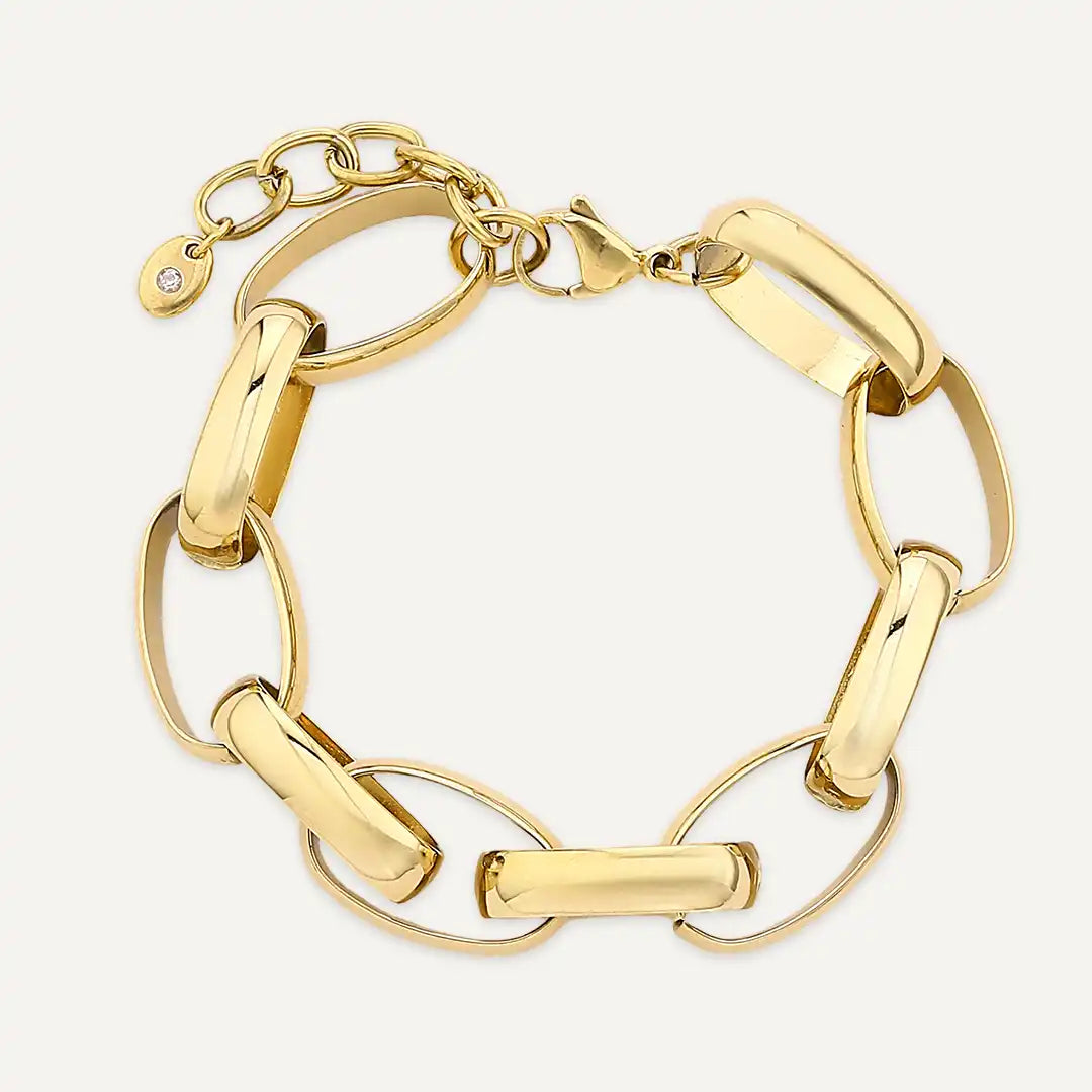 Vibes | Chunky Polished Oval Link Chain Bracelet | 18K Gold-Plated