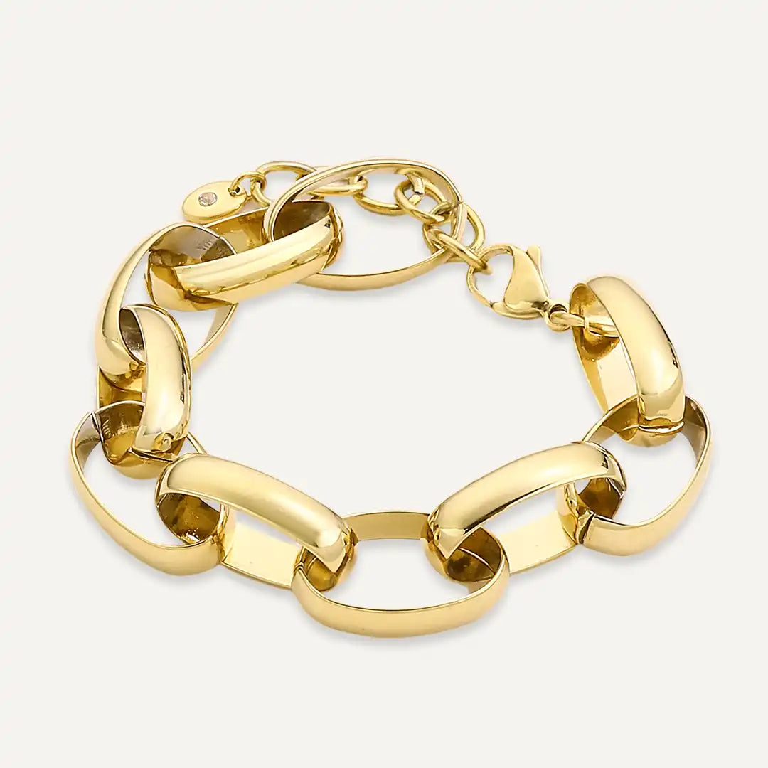 Vibes | Chunky Polished Oval Link Chain Bracelet | 18K Gold-Plated