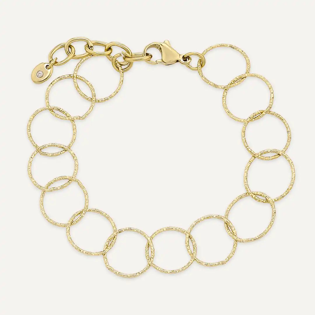 Vibes | Hammered Circle Link Bracelet | 18K Gold-Plated