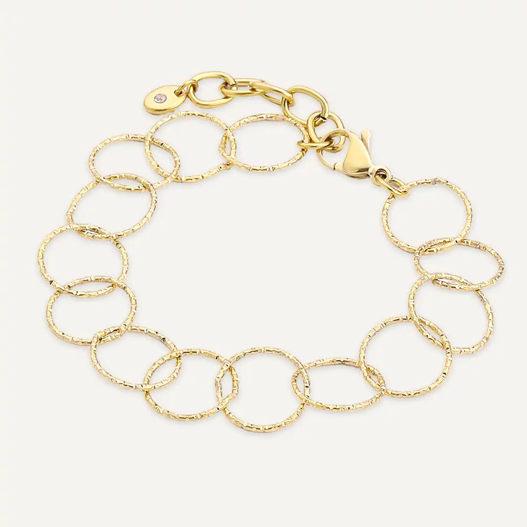 Vibes | Hammered Circle Link Bracelet | 18K Gold-Plated