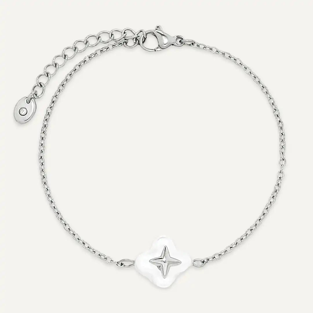 Vibes | Pearl Star Charm Bracelet | White Gold-Plated