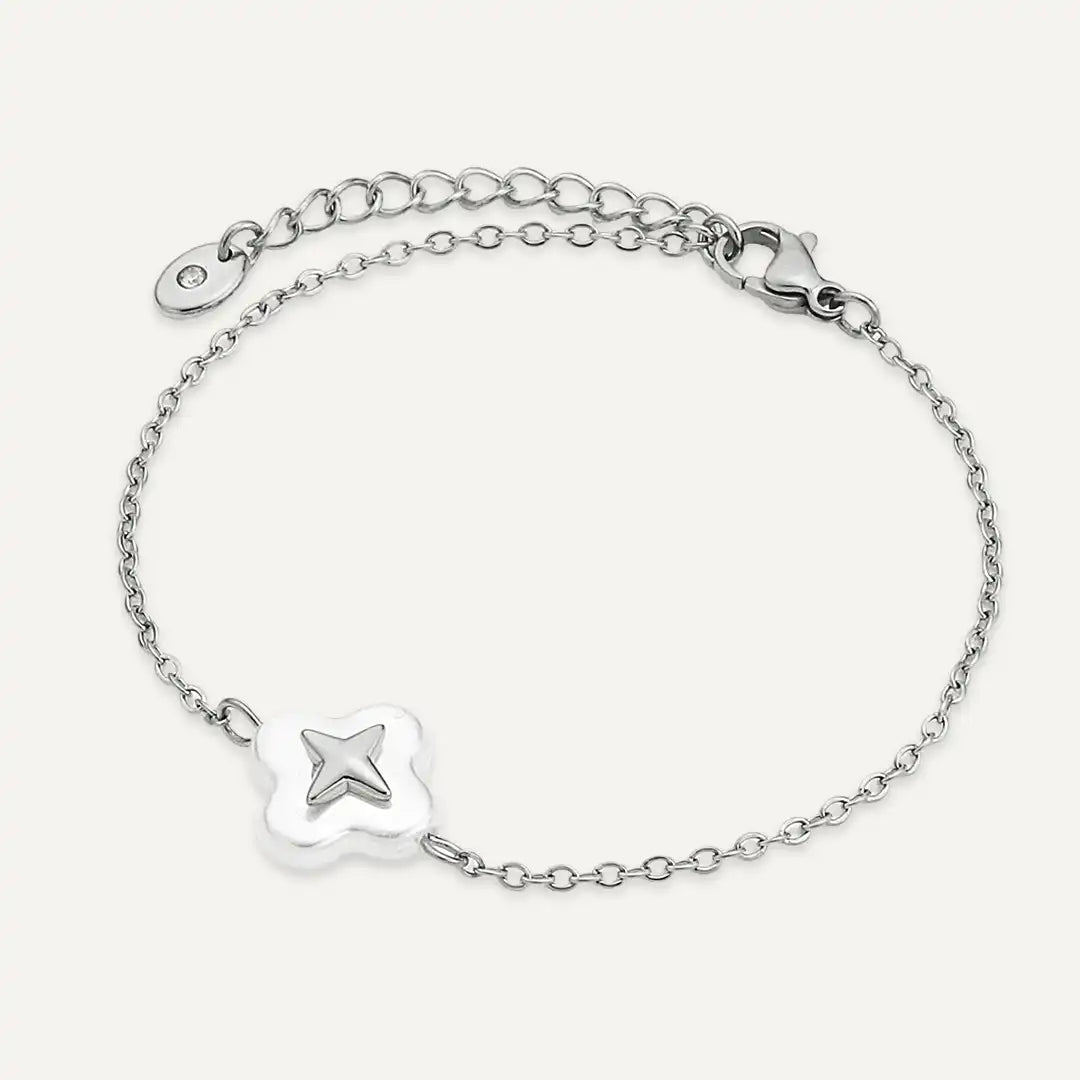 Vibes | Pearl Star Charm Bracelet | White Gold-Plated