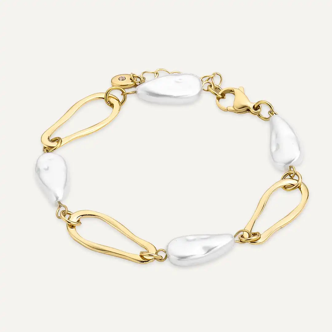 Vibes | Pearl Outline Teardrop Link Bracelet | 18K Gold-Plated