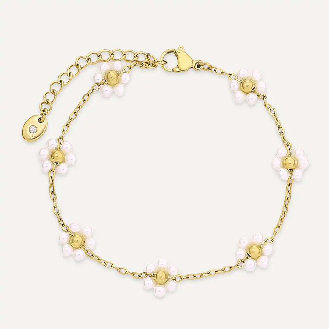Vibes | Pearl Daisy Chain Bracelet | 18K Gold-Plated