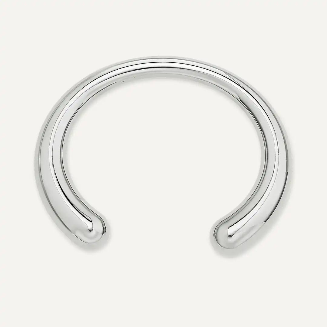 Vibes | Smooth Open Cuff Bracelet | White Gold-Plated