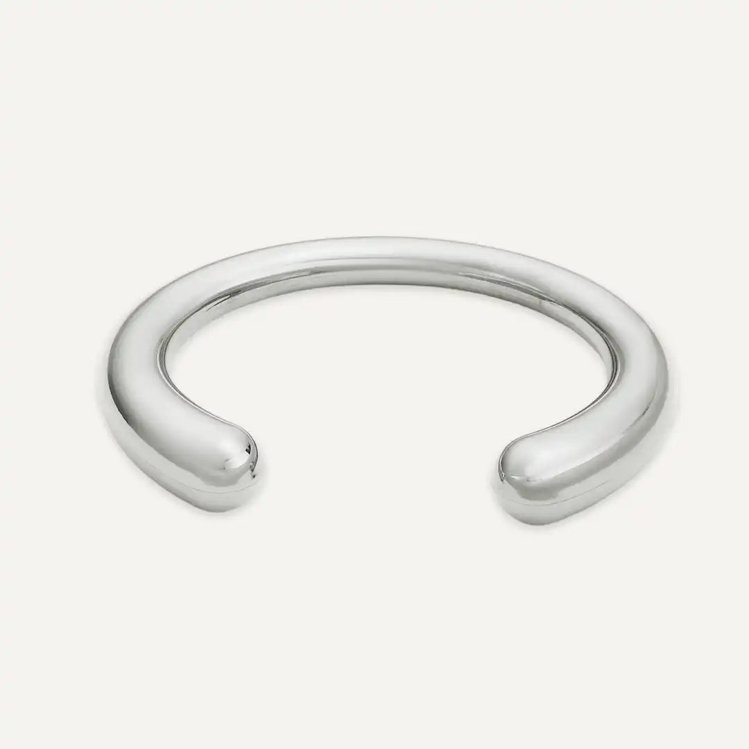Vibes | Smooth Open Cuff Bracelet | White Gold-Plated