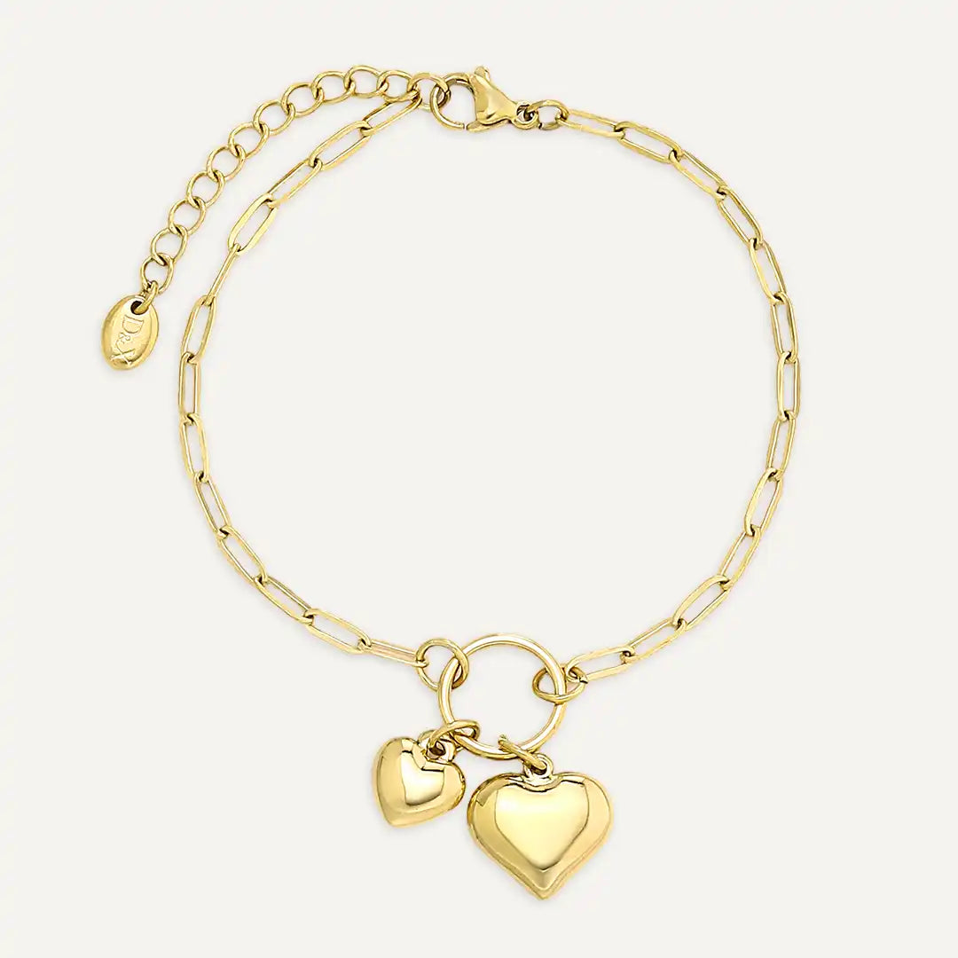 Vibes | Double Heart Charm Chain Bracelet | 18K Gold-Plated