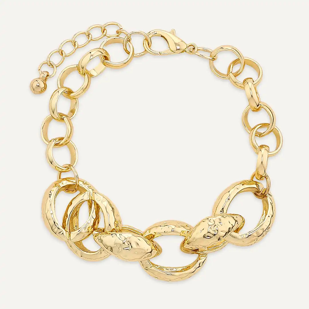 Chunky Textured Oval Chain Bracelet In Gold-Tone