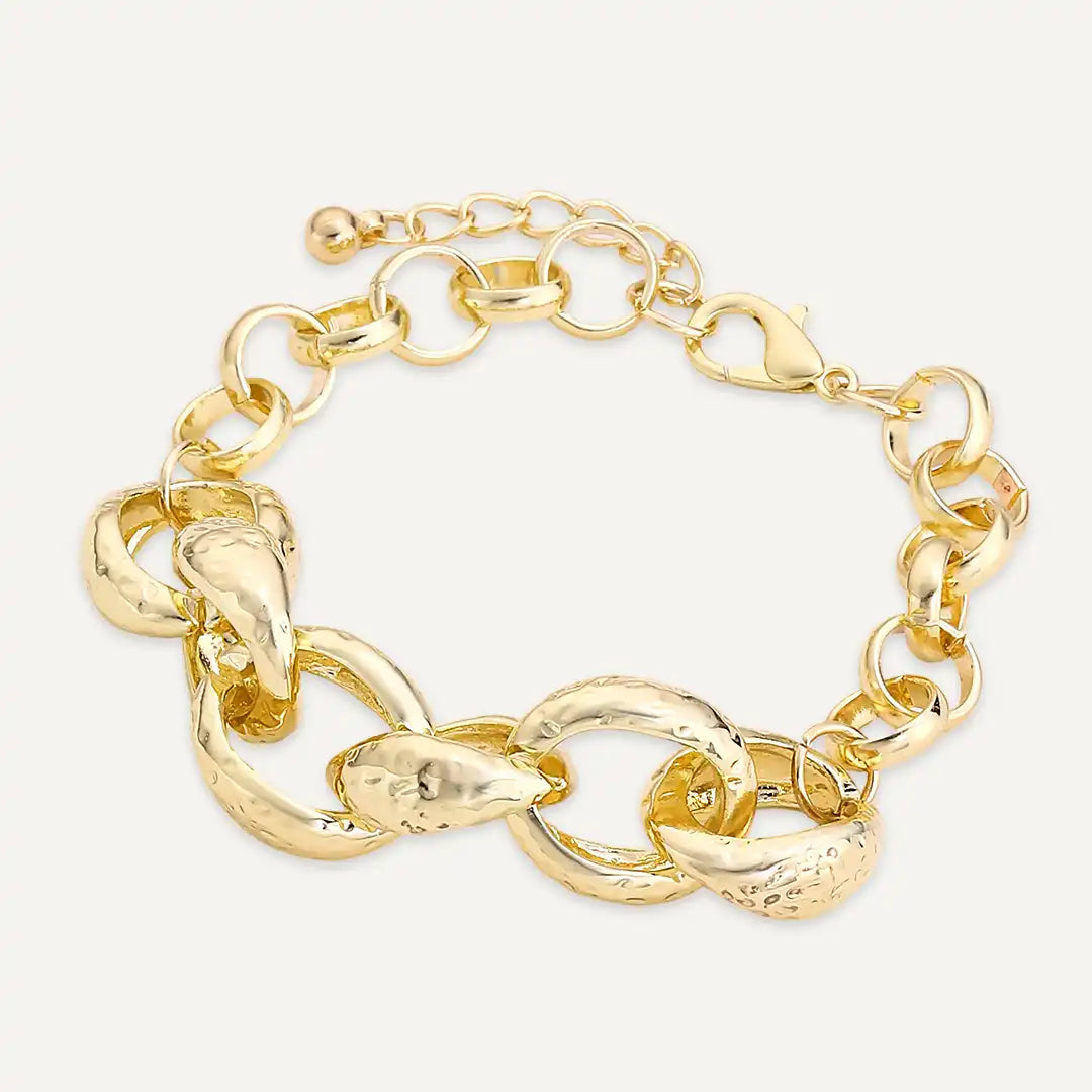 Chunky Textured Oval Chain Bracelet In Gold-Tone